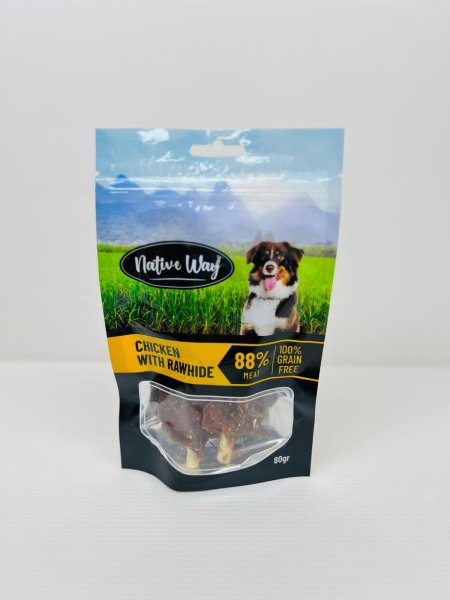 Native way مكافات كلاب 80 غرام - Chicken with rawhide